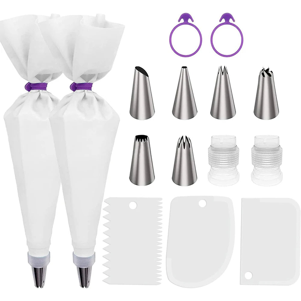 Kit de Décoration de Gâteaux: poches à douille et embouts (15 pièces)