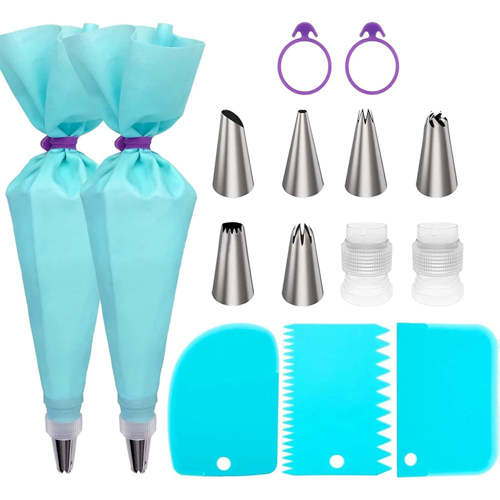 Kit de Décoration de Gâteaux: poches à douille et embouts (15 pièces)