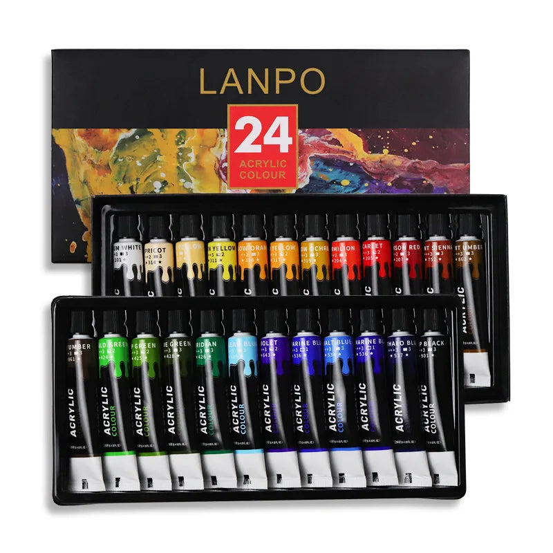 Acrylic paint sets 12/24 tubes with brushes and palette
