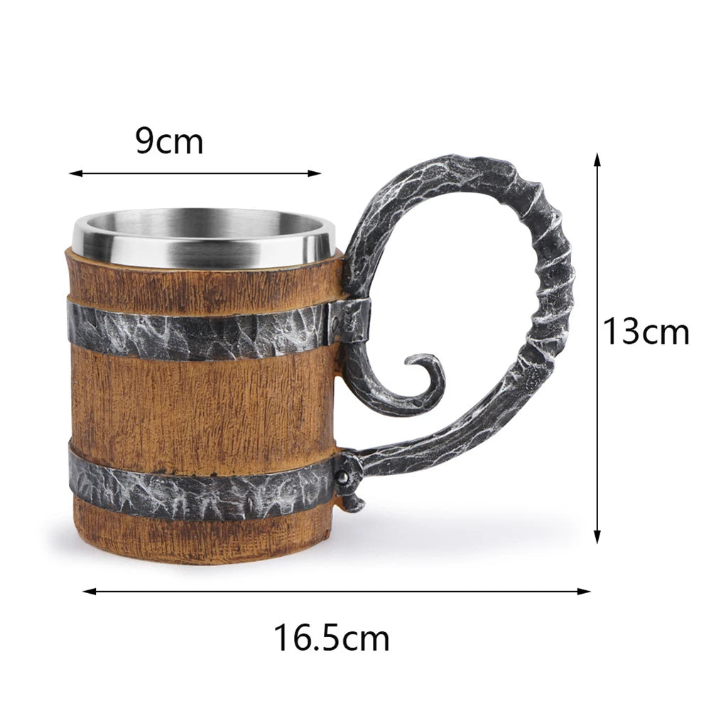 Chope à Bière imitation Bois Style Viking