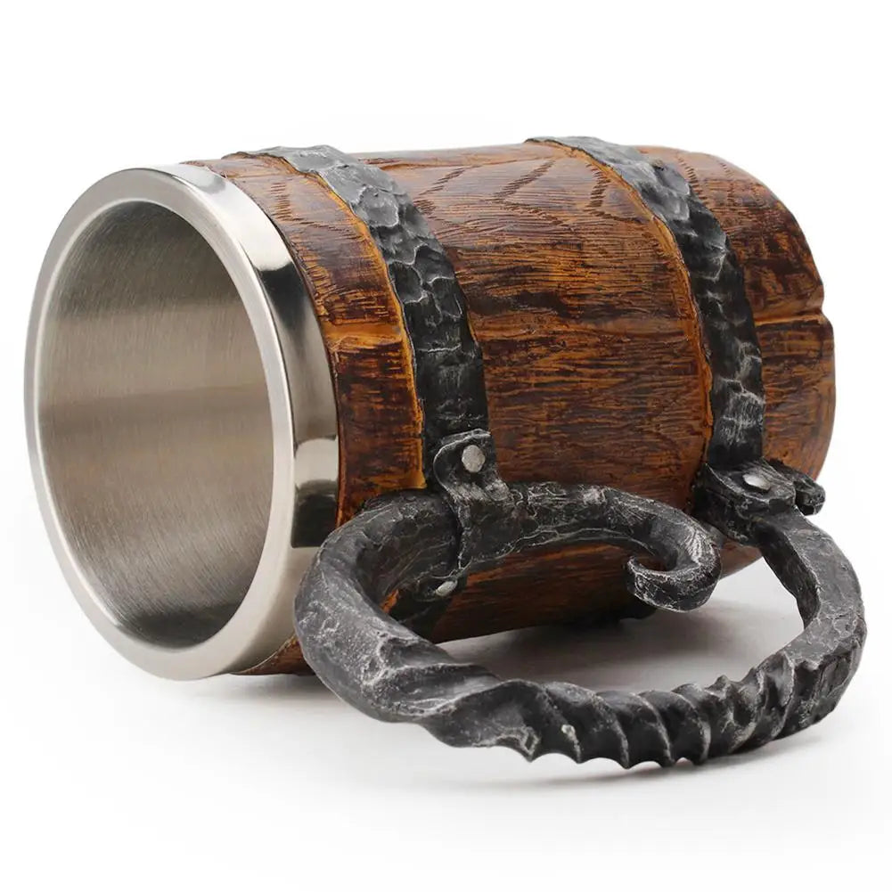 Chope à Bière imitation Bois Style Viking