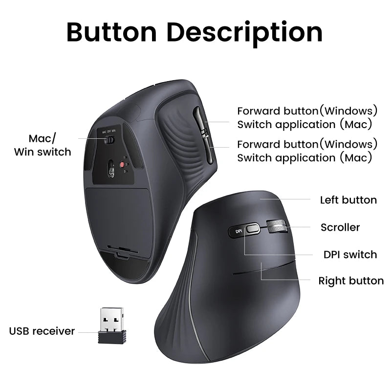 UGREEN Bluetooth Wireless Vertical Mouse