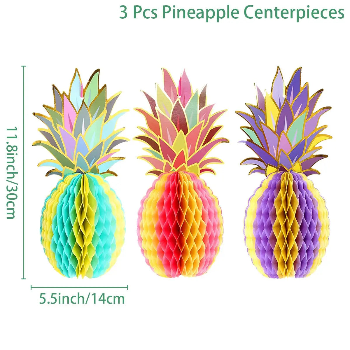 Lot de 3 Décorations de Centre de Table Ananas en Papier
