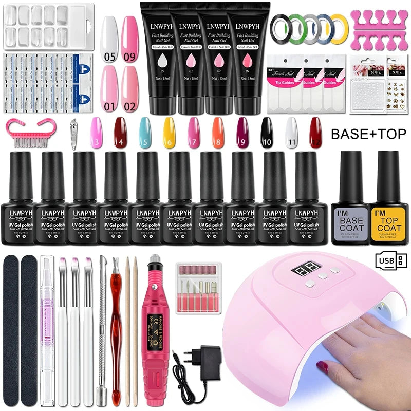 Kit Complet de Manucure avec Vernis, Ponceuse, Lampe UV,...