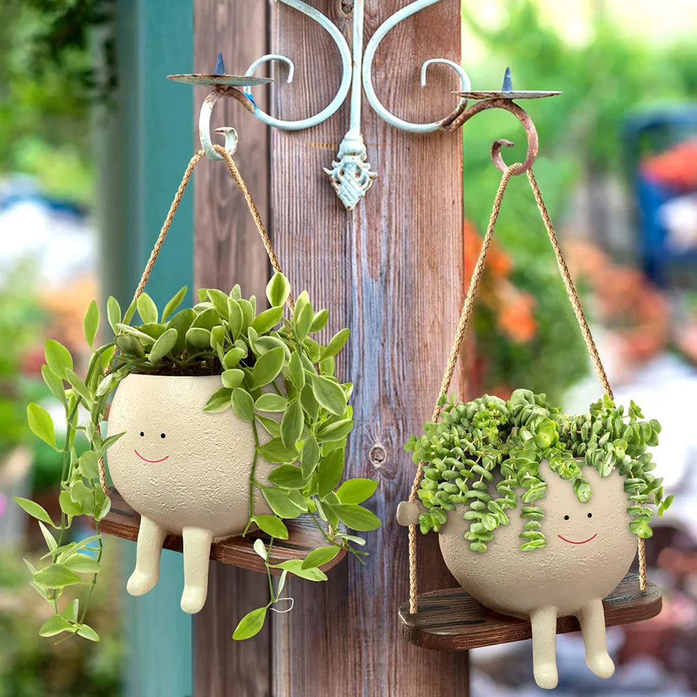 flower pot with smiling face
