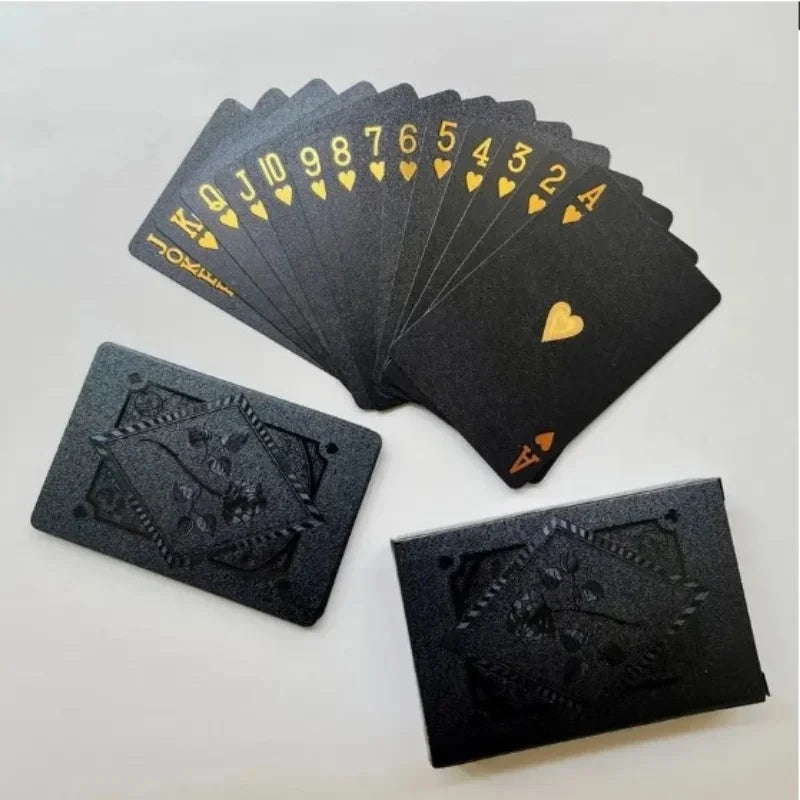 Jeu de 54 Cartes de Poker Noir et Or Imperméables