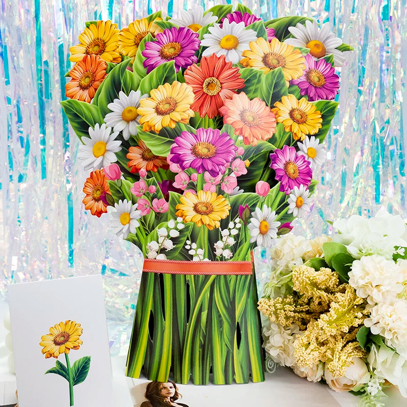 Carte Pop-Up 3D Bouquet de Fleur