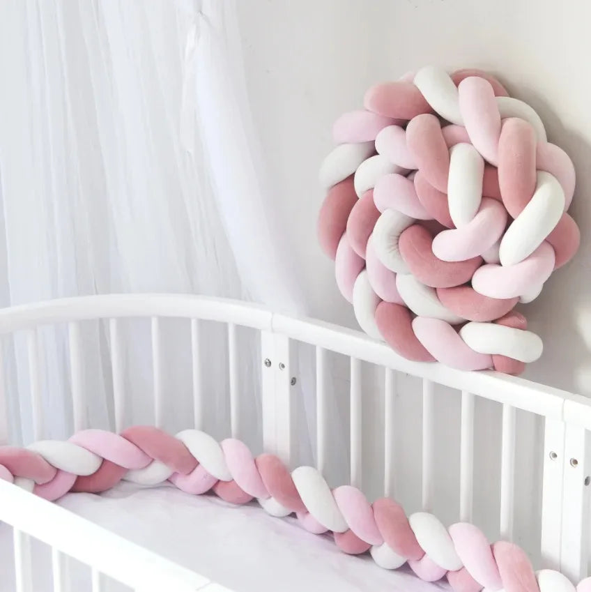 Braided baby bed bumper
