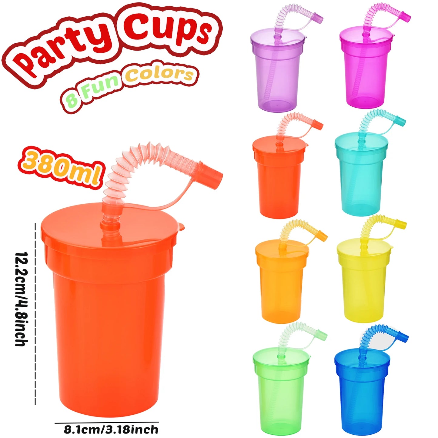 Gobelets Colorés Réutilisables avec Paille et Couvercle Anti Fuite