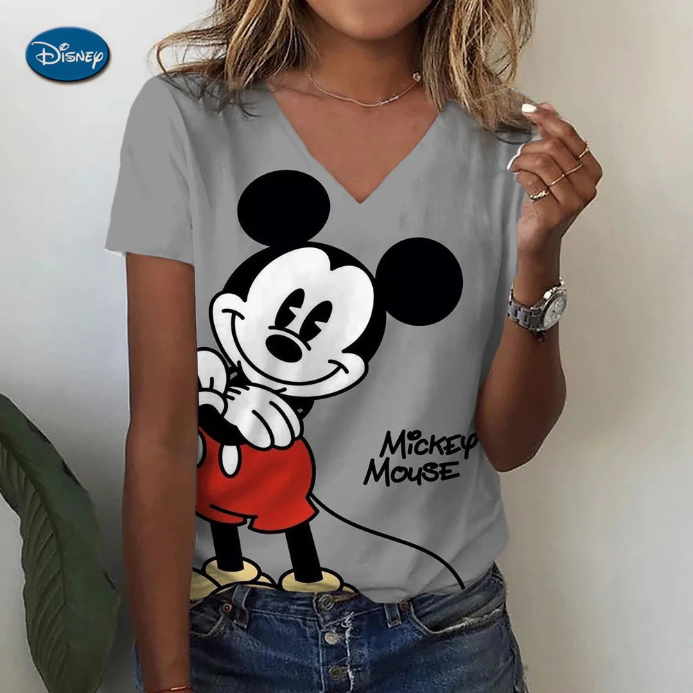 Minnie/Mickey V-neck T-shirts for women