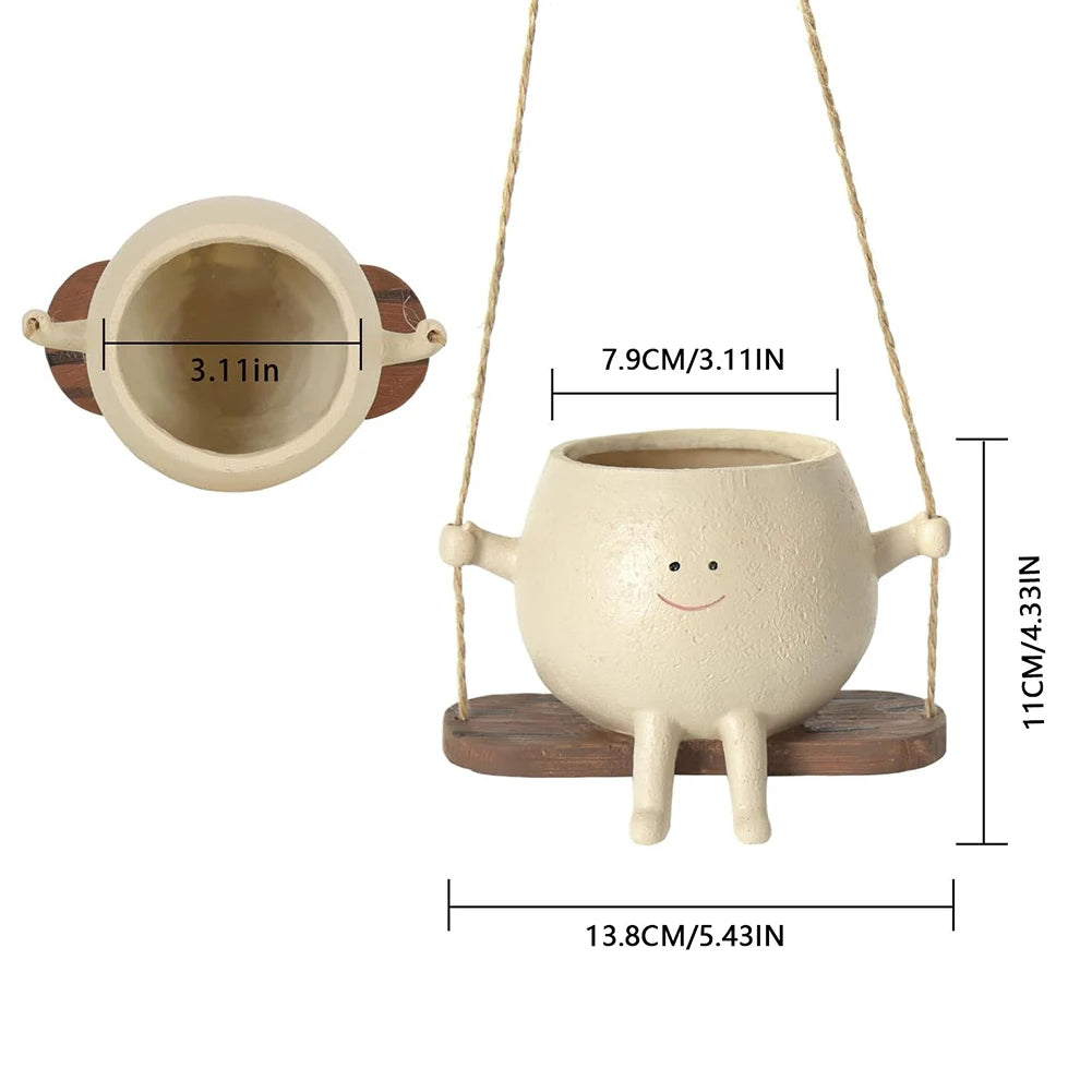 flower pot with smiling face