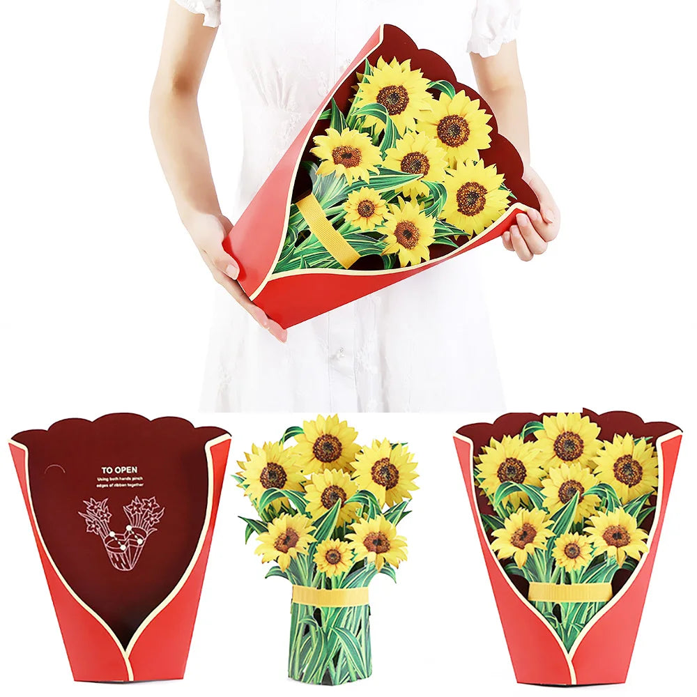 Carte Pop-Up 3D Bouquet de Fleur