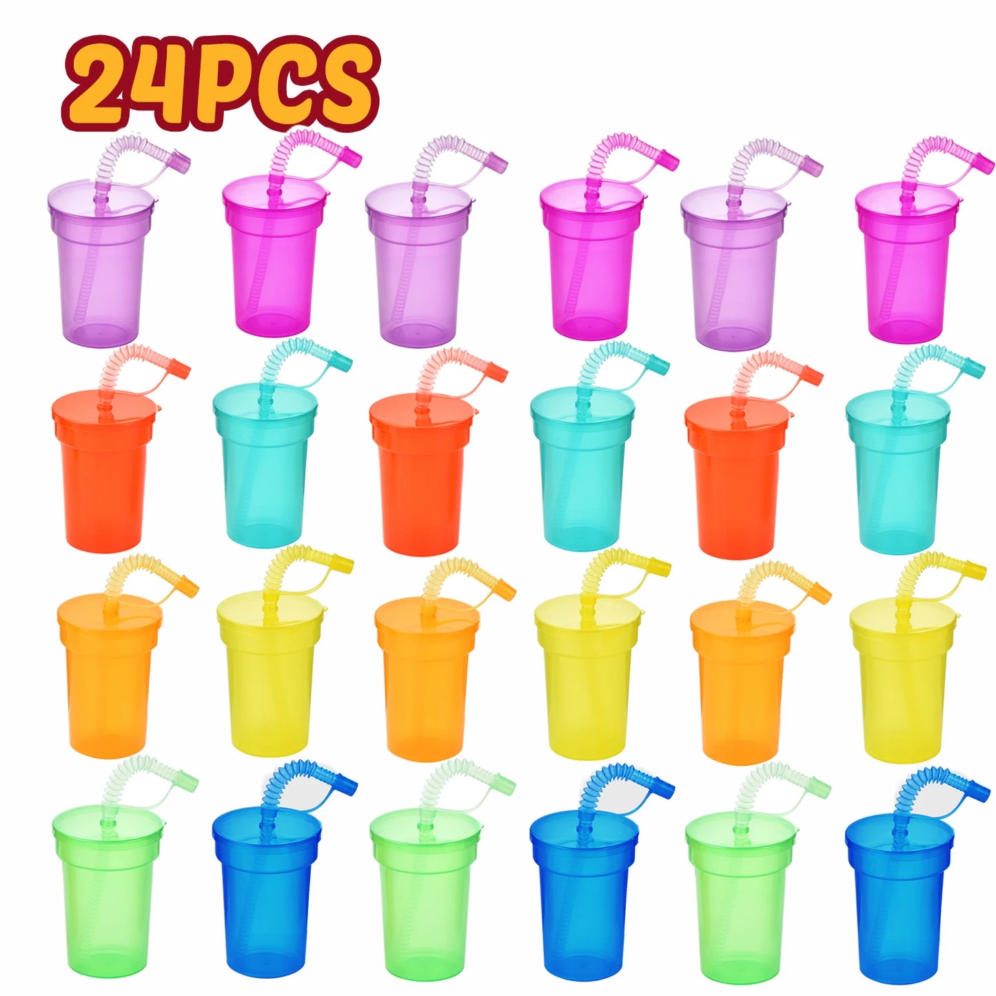 Gobelets Colorés Réutilisables avec Paille et Couvercle Anti Fuite