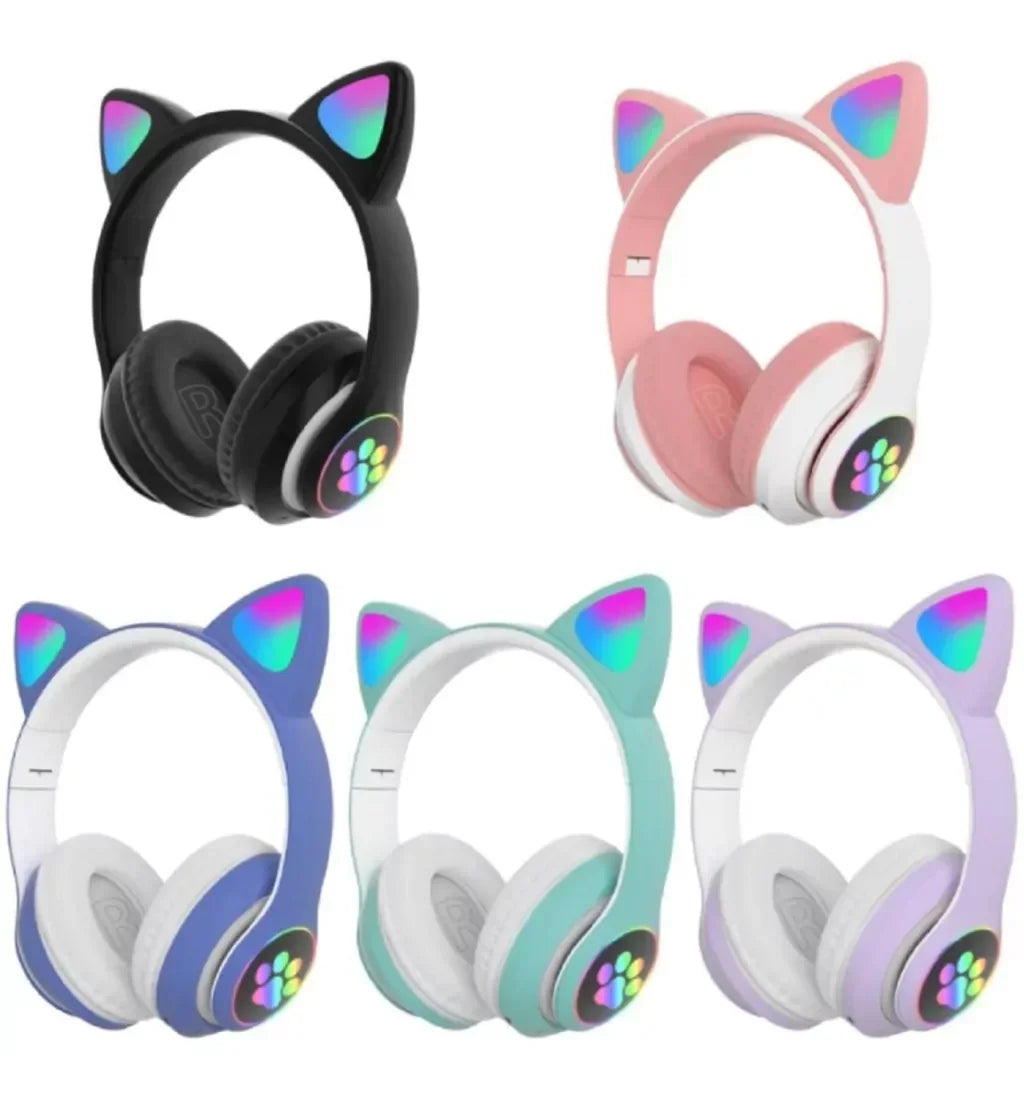 Casque sans Fil P47M Bluetooth Oreilles de Chat Lumineuses