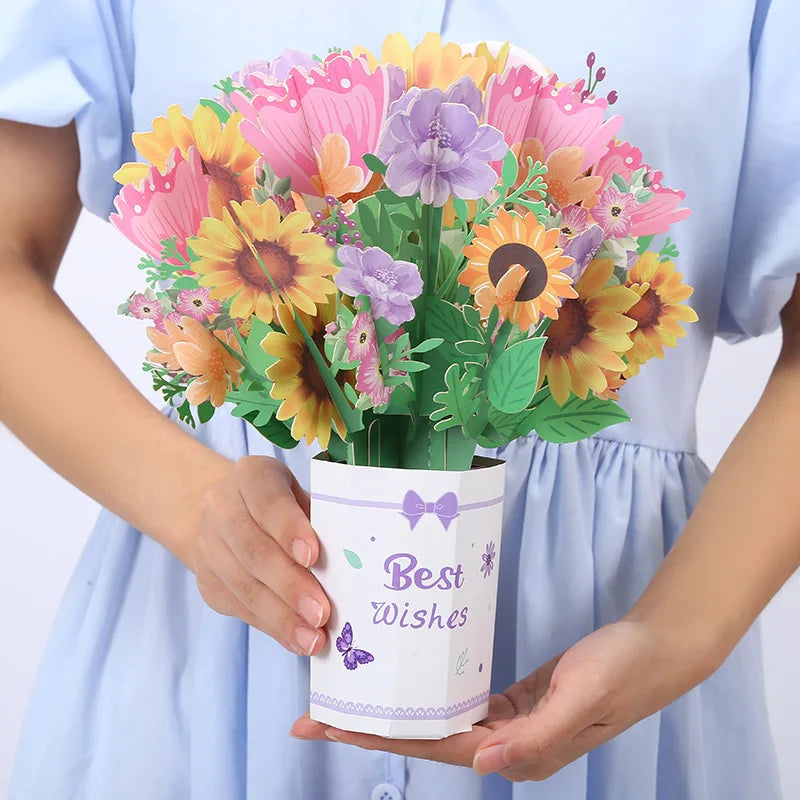 Carte Pop-Up 3D Bouquet de Fleur