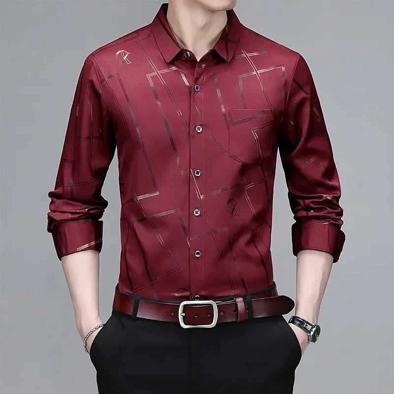 Men's printed long-sleeved shirt