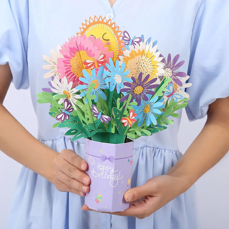 Carte Pop-Up 3D Bouquet de Fleur