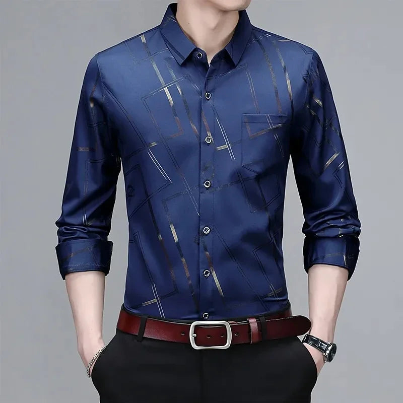 Men's printed long-sleeved shirt