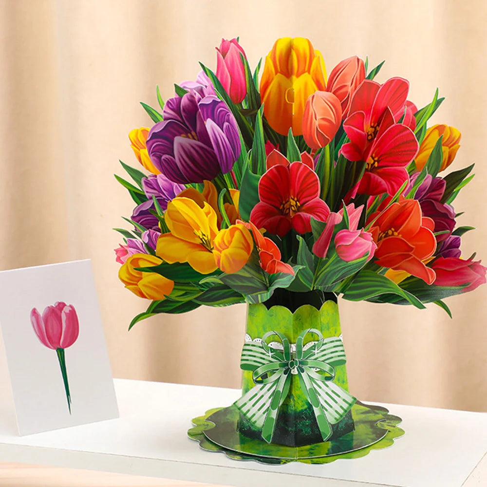 Carte Pop-Up 3D Bouquet de Fleur