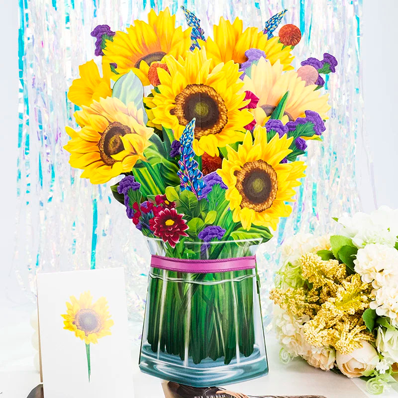 Carte Pop-Up 3D Bouquet de Fleur