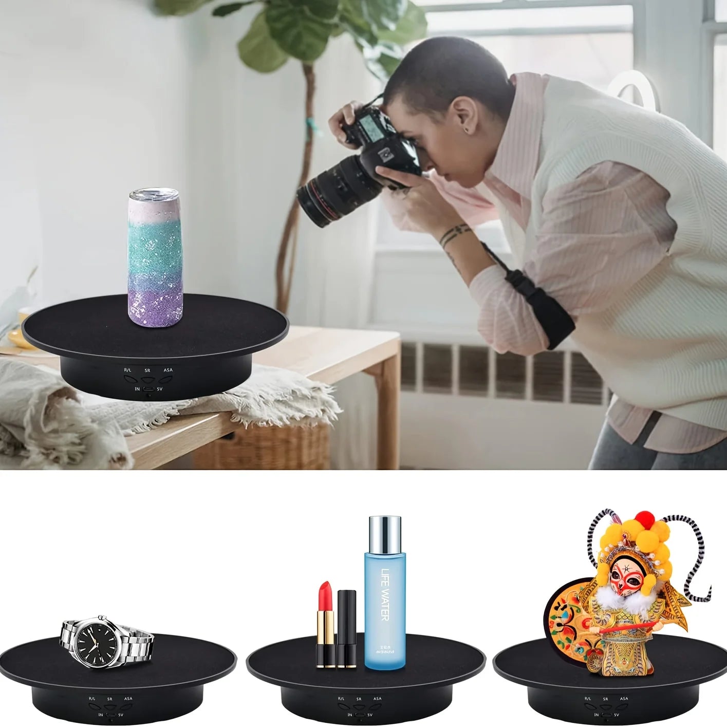 Présentoir Rotatif Électrique à 3 vitesses pour décorations