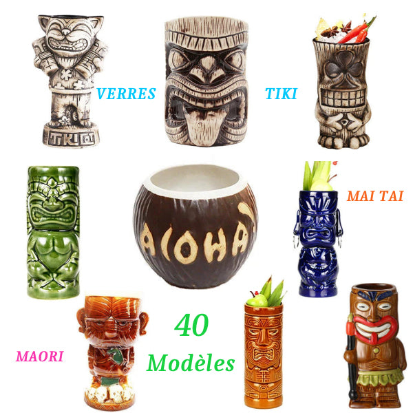 Verres Tiki en Céramique type Hawaïen