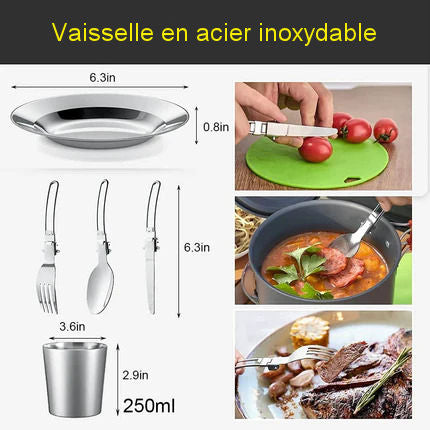 Outdoor kitchen tableware and utensils set