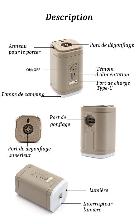 Pompe à Air Électrique Portable 3 en 1 PACOONE