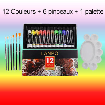 Acrylic paint sets 12/24 tubes with brushes and palette