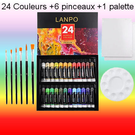 Acrylic paint sets 12/24 tubes with brushes and palette