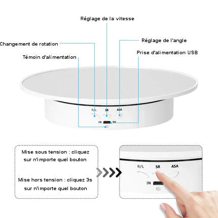 Présentoir Rotatif Électrique à 3 vitesses pour décorations