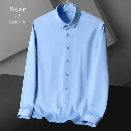 Wrinkle-free long-sleeved satin shirt