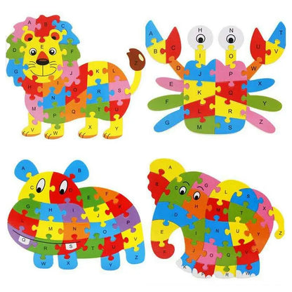 Wooden animal puzzle alphabet letters 