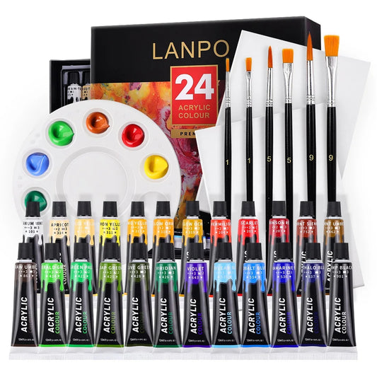 Acrylic paint sets 12/24 tubes with brushes and palette 