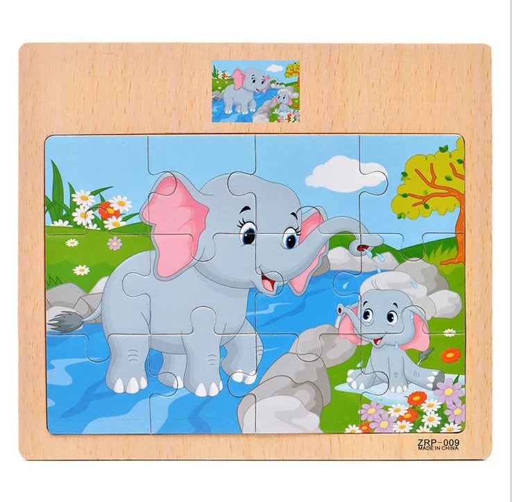 12-piece wooden puzzle for children 