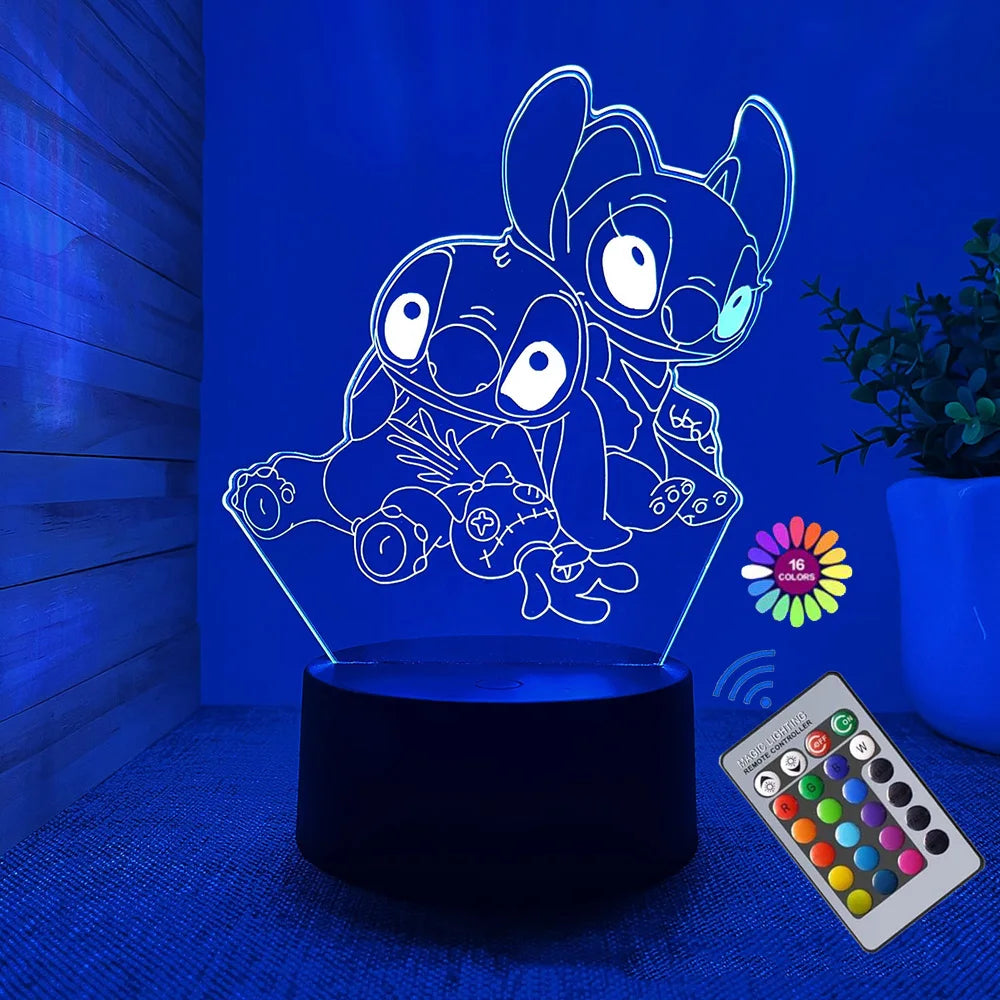 Stitch 3D Night Light with Remote Control and Smart Touch 