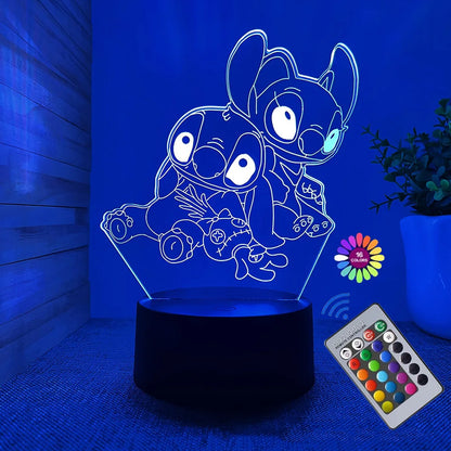 Stitch 3D Night Light with Remote Control and Smart Touch 