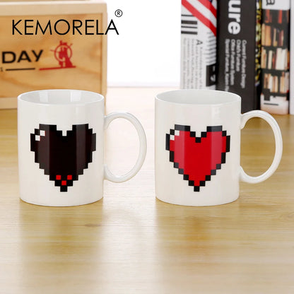 Heart-shaped color-changing ceramic mug 