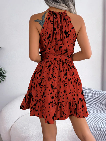 Ruffled halter mini dress