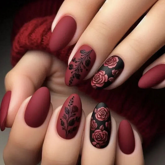 Almond shaped false nails with glue 