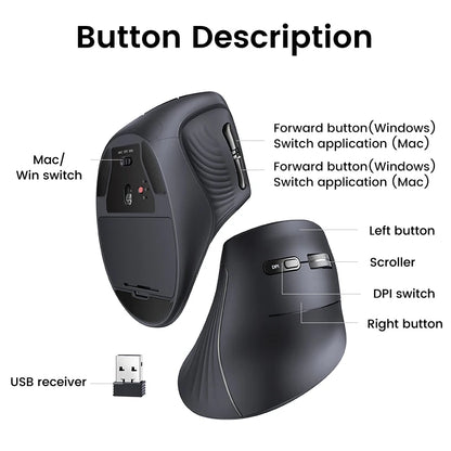 UGREEN Bluetooth Wireless Vertical Mouse 