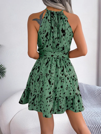 Ruffled halter mini dress