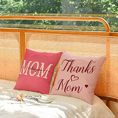 Taie de coussin en lin " bonne fête des mères", "merci maman"