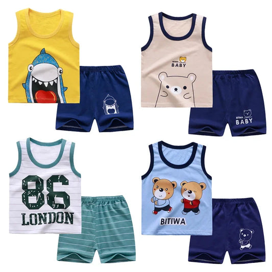Baby casual summer shorts/tank top sets 