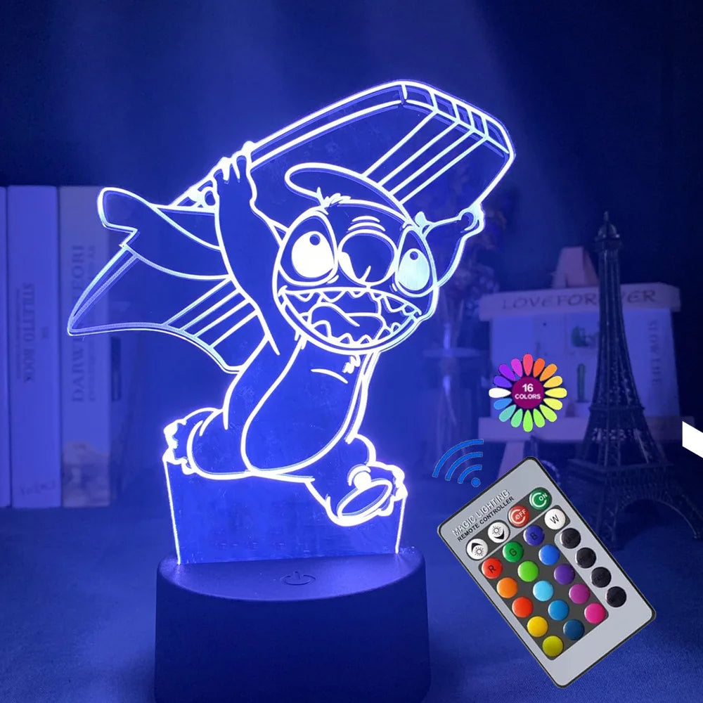 Stitch 3D Night Light with Remote Control and Smart Touch 