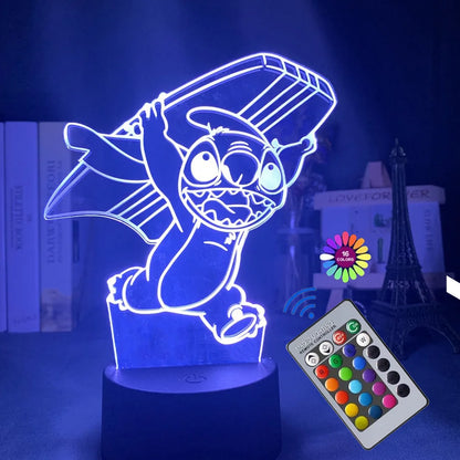 Stitch 3D Night Light with Remote Control and Smart Touch 