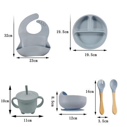 6/8 piece silicone baby dinnerware set 