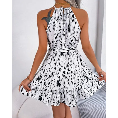 Ruffled halter mini dress