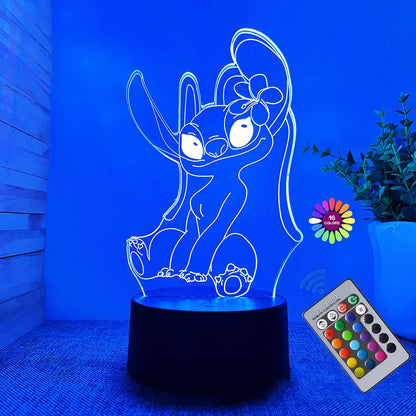 Stitch 3D Night Light with Remote Control and Smart Touch 