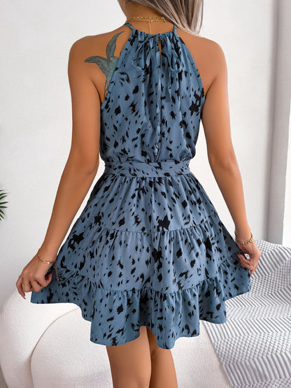 Ruffled halter mini dress